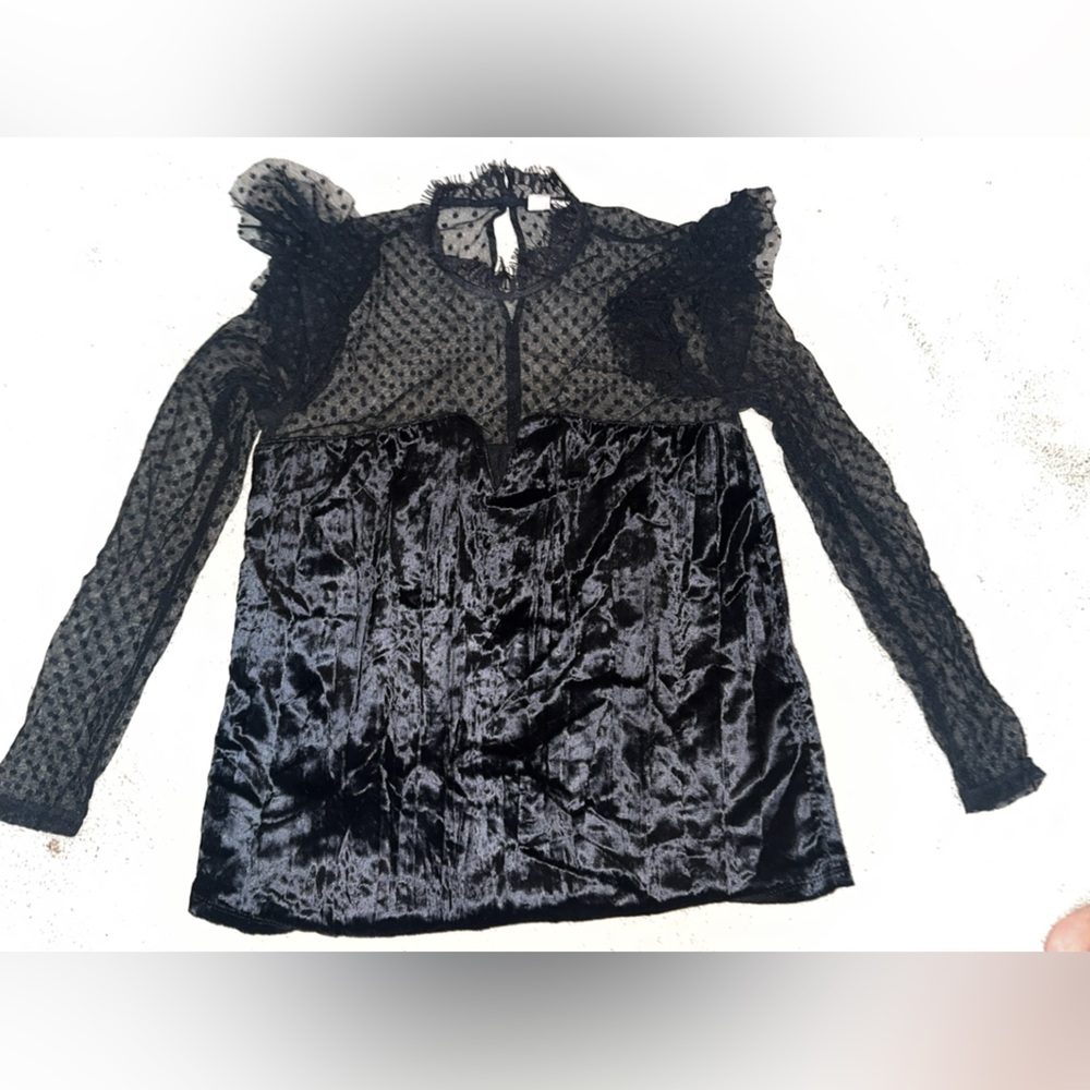 Melrose and Market Black Sheer Velvet Blouse